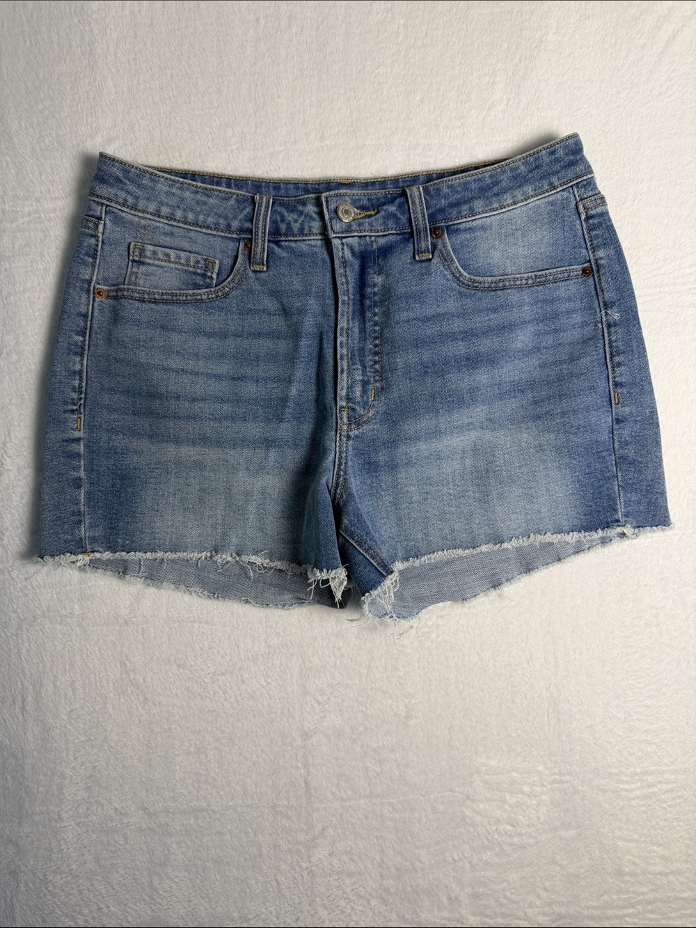 Women's Blue Denim High-Rise OG Straight Cutoff Shorts Size 12